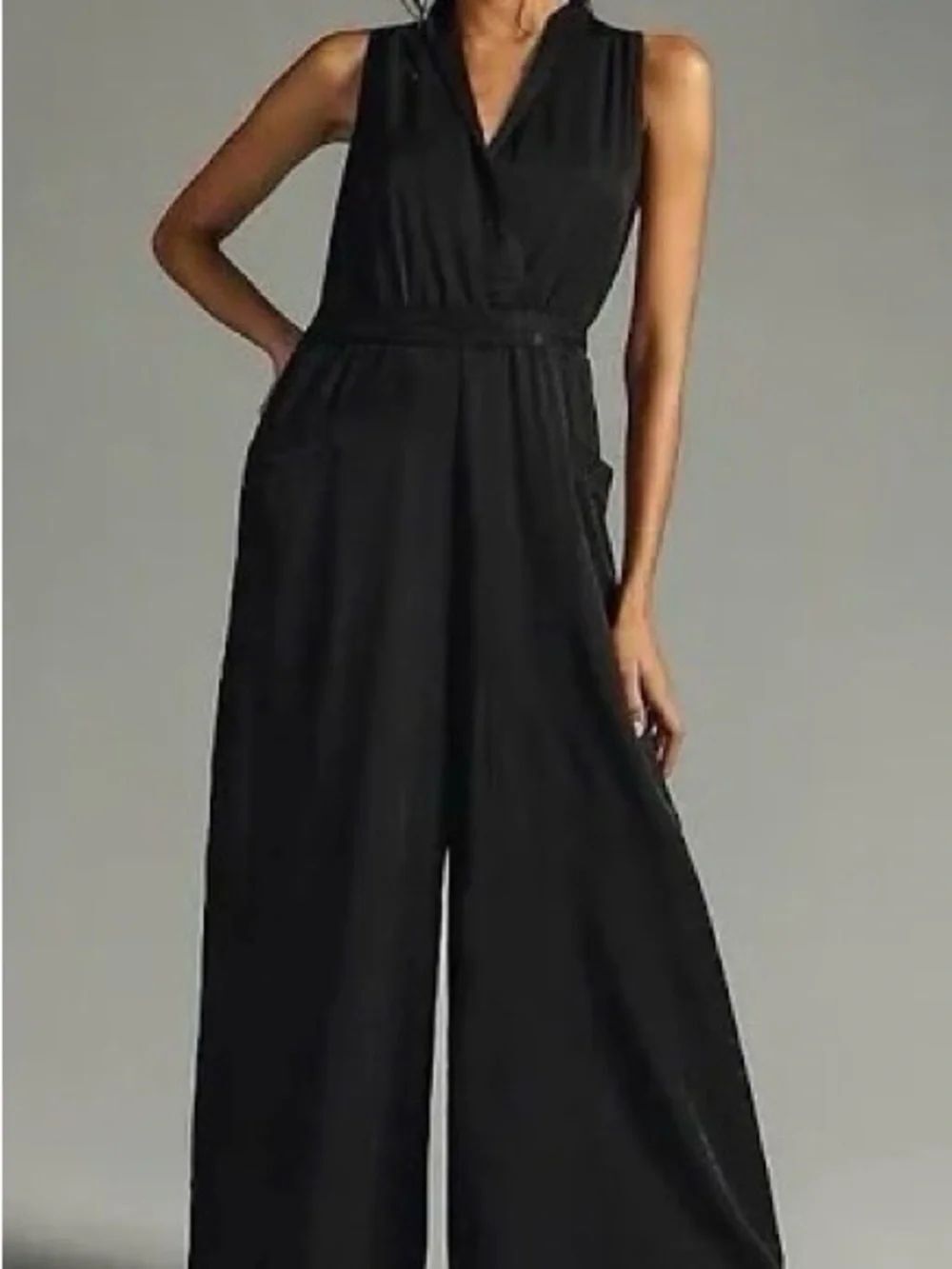 Anthropologie Black Sleeveless Wide-Leg Jumpsuit